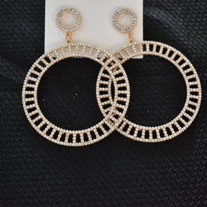 Gold hoop dangle with rhinestone accent